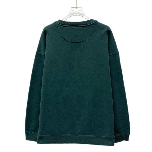 CM0447 Burberry Logo Embroidered Forest Green Cotton Blend Crewneck Sweatshirt - Picture 2 of 8